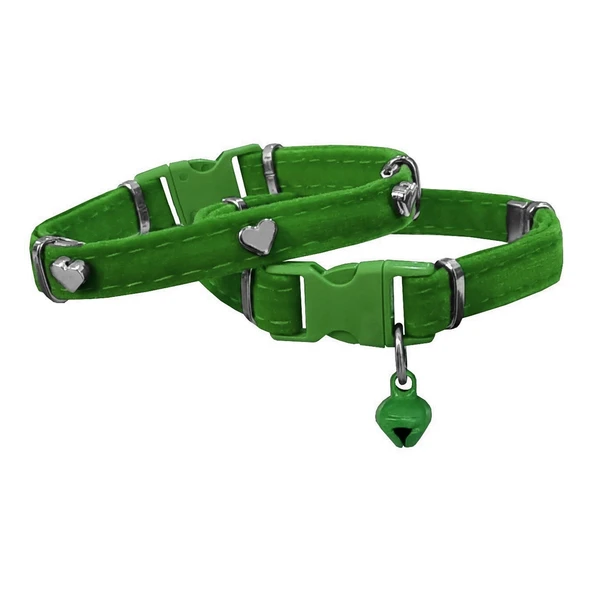 Kadife Boyun Tasması Kalpli 20-32 Cm Yeşil ürün görseli 1