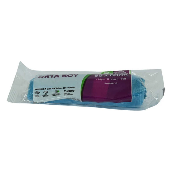 Torbası Orta Boy 55X60Cm 70Gr 11Mikron 30Lt Mi Rulo 20 Adet ürün görseli 1