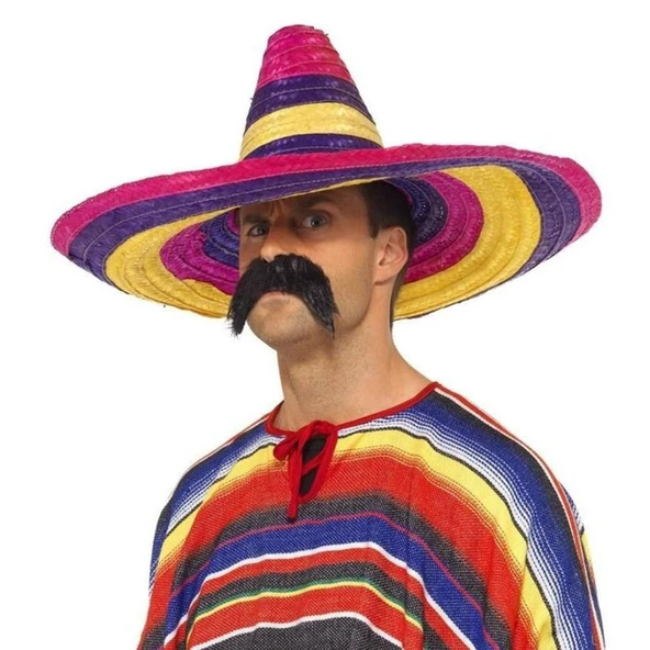Sombrero Meksika Şapkası Renkli Örme Hasır Yetişkin Boy ürün görseli 1