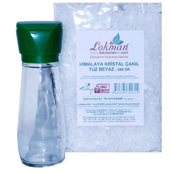 Tuz Karabiber Değirmeni Yeşil + Himalaya Çakıl Tuz Beyaz 250 Gr ürün görseli 1