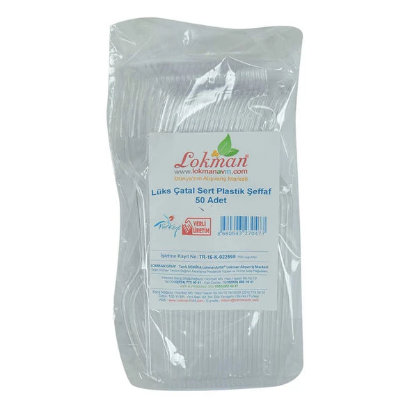 Lüks Çatal Sert Plastik Şeffaf 50 Adet 1 Paket ürün görseli 1