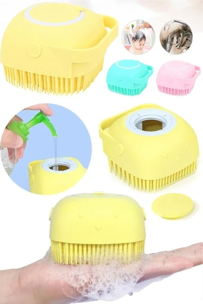 Şampuan Hazneli Duş Fırçası 11 Cm Sarı ürün görseli 1