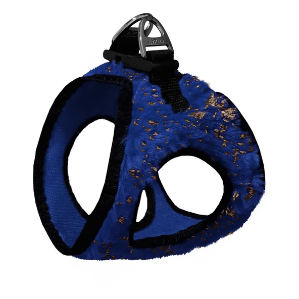 Üç Kilitli Simli Peluş Göğüs Tasması 32-40 Cm Medium Lacivert ürün görseli 1