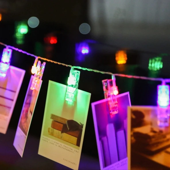 Renkli Işıklı Mandallı Fotoğraf Albümü 10 Lu - Rgb ürün görseli 1