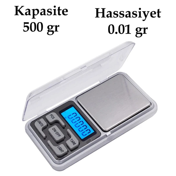 Dijital Hassas Elektronik Kuyumcu Cep Terazisi Tartı 500 Gr / 0.01 Gr ürün görseli 1