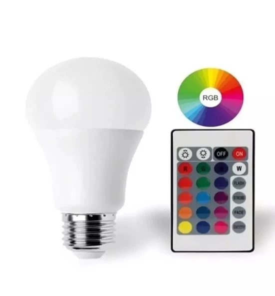 9W E27 Rgb Beyaz Işık Kumandalı Ampul ürün görseli 1