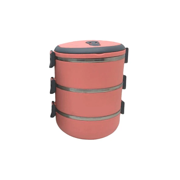 Yemek Termosu Koyu Pembe 3Lü Sefer Tasi Saklama Kabi 1.8Lt ürün görseli 1