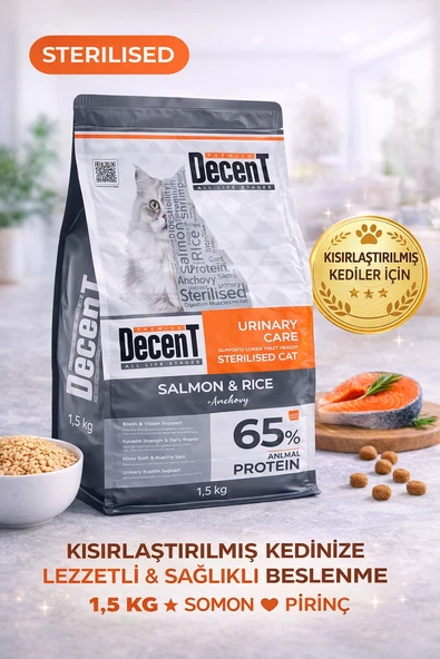 Decent Urinary Care Balıklı Pirinçli Kısırlaştırılmış Sı 1.5 Kg ürün görseli 1