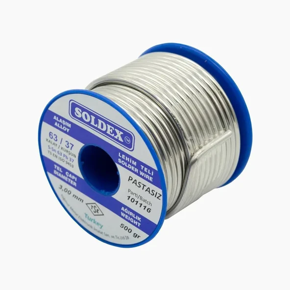 Soldex 63-37 Pastasız Vitray Lehim Teli 3000 Gr 3 Mm ürün görseli 1