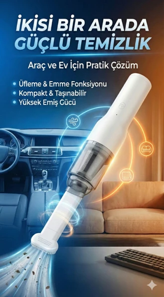 Şarjlı Mini Araç İçi Süpürge ürün görseli 1