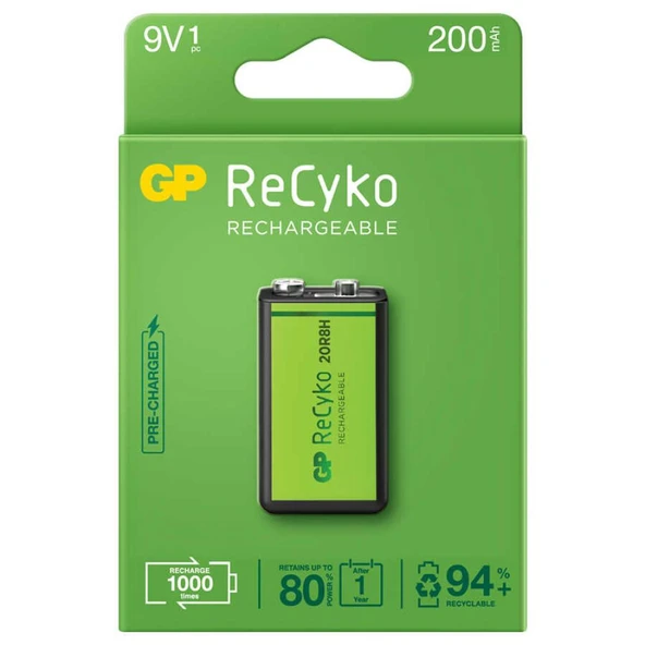 Gp Recyko 9V 200Mah Şarj Edilebilir Pil ürün görseli 1