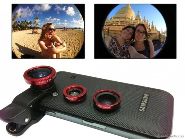 Balık Gözü Lens Fish Eye 3 Wide Geniş Açılı Makro Telefon Lensi ürün görseli 1