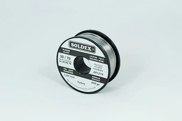Soldex 30-70 Lehim Teli 200 Gr 1,6 Mm Sn:30 - Pb:70 ürün görseli 1