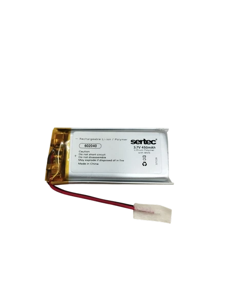 Sertec 602040 3.7V 450 Mah Li-Polymer Pil (Devreli/1.5A) ürün görseli 1