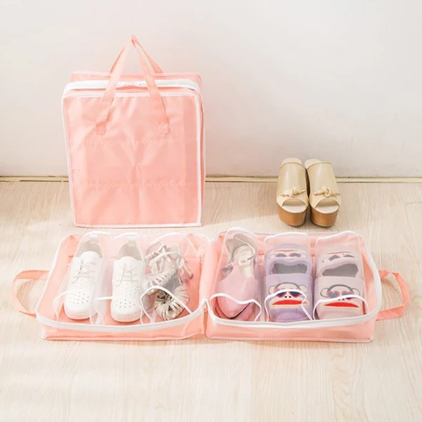 Shoe Tote Ayakkabı Saklama Taşima Çantası (Pembe) ürün görseli 1