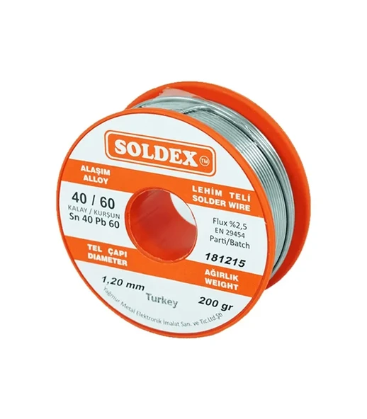 Soldex 40-60 Lehim Teli 200 Gr 1.2 Mm - Sn:40 / Pb:60 ürün görseli 1