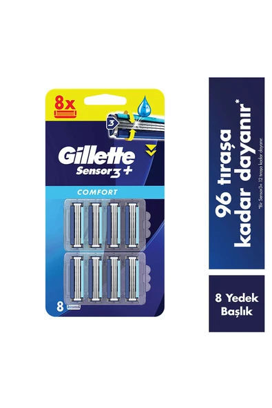 Gillette Sensor3+ Comfort 8'li Yedek Bıçak Başlığı ürün görseli 1