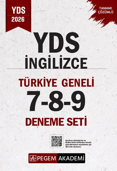 Pegem 2026 YDS İngilizce Türkiye Geneli 3 Deneme Çözümlü (7-8-9) Pegem Akademi Yayınları ürün görseli 1