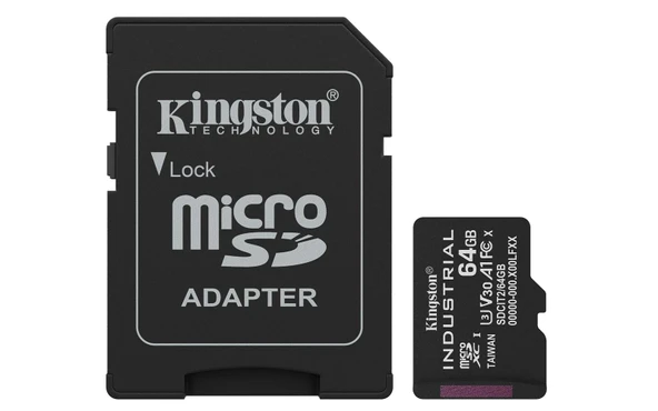 Kingston SDCIT2-64GB 64GB microSDXC Industrial C10 A1 pSLC Card + SD Adapter Hafıza Kartı ürün görseli 1