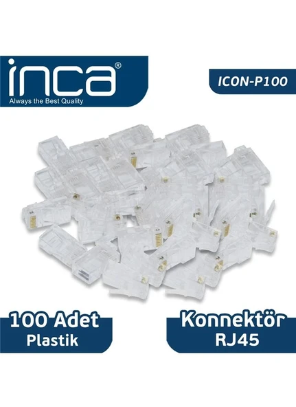 INCA Icon-p100 Cat6 Rj-45 Plastik 100lü  Konnektör ürün görseli 1