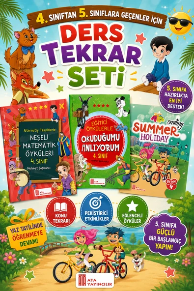 4.Sınıftan 5.Sınıfa Geçenler İçin Ders Tekrar (Neşeli Matematik+Okuduğumu Anlıyorum+Summer Holiday) ürün görseli 1