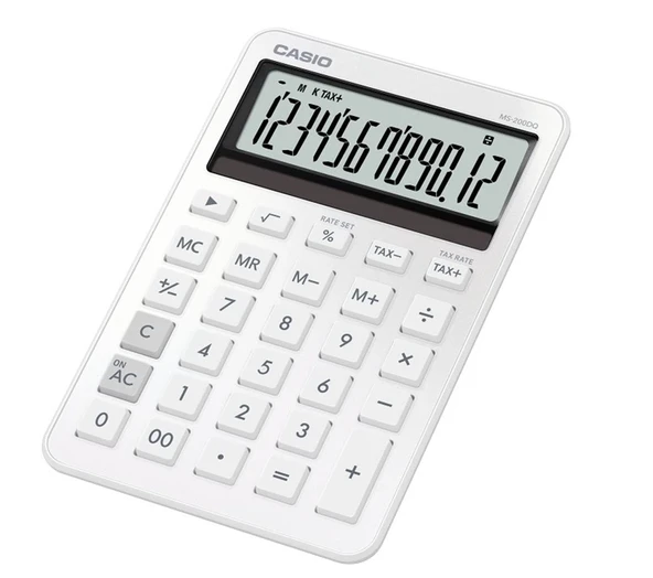 Casio MS-200DQ-WE 12 Hane Beyaz Üstü Hesap Makinesi ürün görseli 1