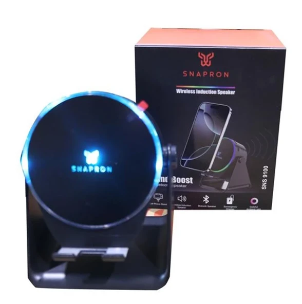 Snapron SNS-9100 Siyah (İNDUCTİON Özellikli) RGB Bluetooth Speaker (Phone Stand-Ambient Light) ürün görseli 1