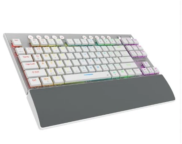 Rampage BERU Beyaz 2.4G + BT Wireless RED SWITCH Mekanik Gaming Oyuncu Klavye Slim  RGB ürün görseli 1