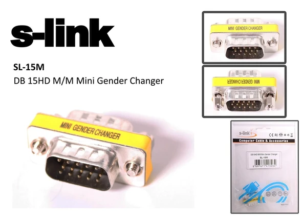 S-link sl-15m Vga erkek-erkek 15pin Dönüştürücü ürün görseli 1