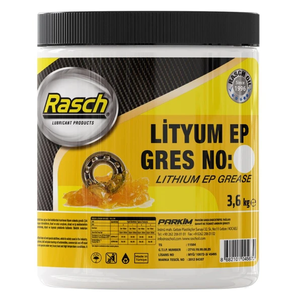 Rasch Lityumlu Yüksek Basınç EP2 Katı Gres Yağı Sarı - 3.6 Kg. ürün görseli 1