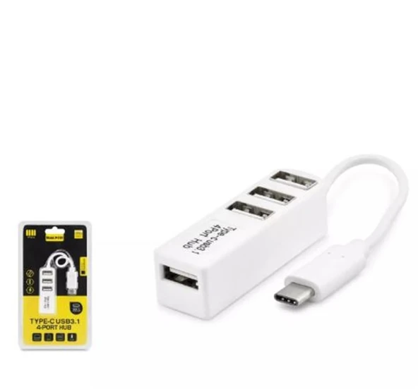 Hadron Hdx7015 Type-C Hub 4-Usb Beyaz (Telefon Uyumlu) ürün görseli 1