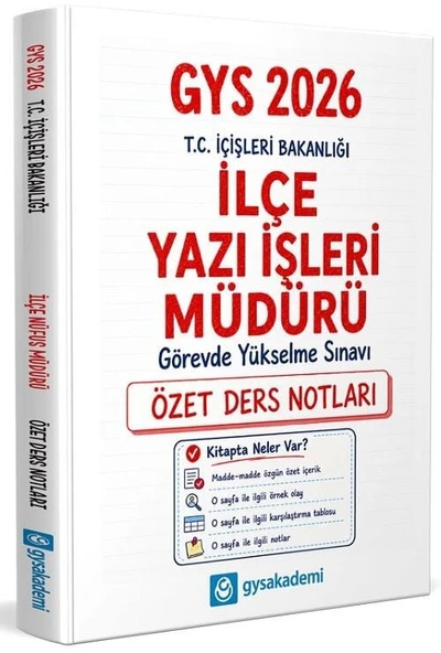 GYS Akademi 2026 GYS İçişleri Bakanlığı İlçe Yazı İşleri Müdürü Özet Ders Notları Görevde Yükselme GYS Akademi ürün görseli 1
