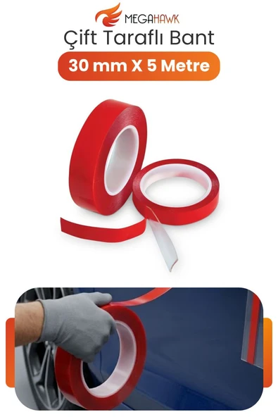 Çift Taraflı Bant Güçlü Şeffaf Nano Bant Oto Aksesuar Montaj Bandı İz Bırakmaz 30 mm x 5 Metre ürün görseli 1