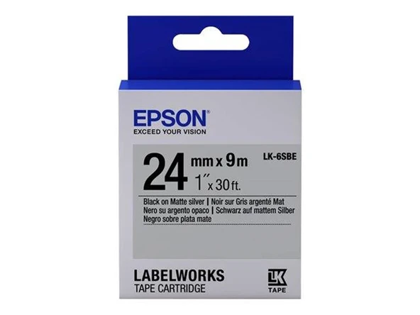 Epson LK-6SBE Gümüş Üzeri Siyah 24mm 9Metre Etiket ürün görseli 1