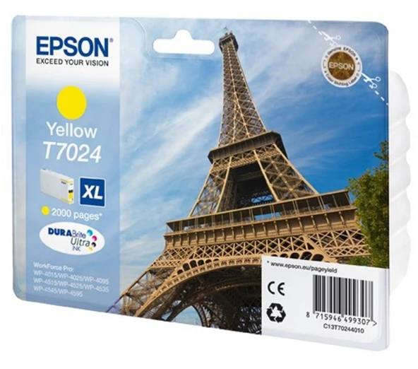 Epson T7024 Yellow Sarı 2.000 Sayfa Mürekkep Kartuş T70244010 ürün görseli 1