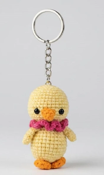 Maskot Açık Sarı Civciv Amigurumi Organik Anahtarlık Oyuncak ürün görseli 1