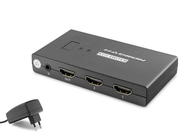 Hadron Hdx1373 2 Port + 4-  Hdmi Kvm Switch Usb Hdmi Kablolu Siyah ürün görseli 1