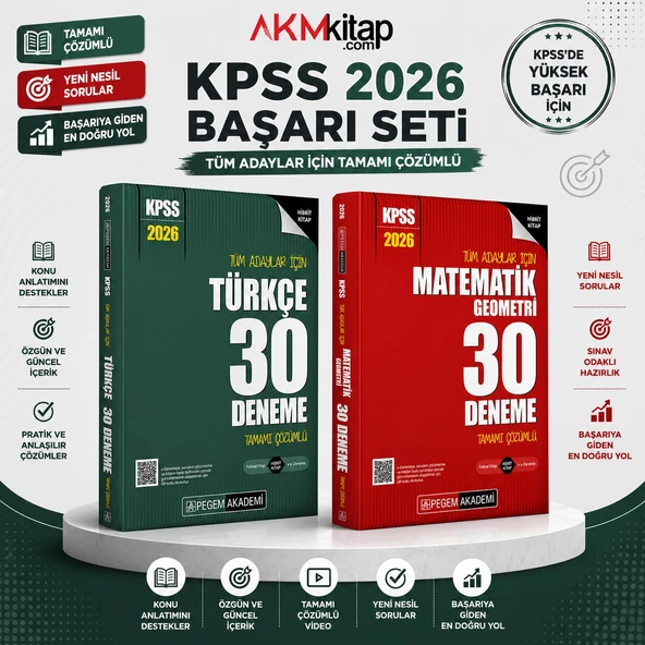 Pegem Yayınları 2026 KPSS Matematik ve Türkçe Deneme Seti 2 Kitap ürün görseli 1