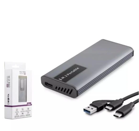 HADRON HDX1781 SSD KUTU TYPE-C3.1 + USB3.0 NGFF ALİMÜNYUM + PLASTİK M2 CHIP RTL9201R RGB GR ürün görseli 1