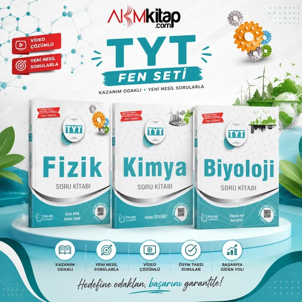 Palme Yayınları TYT Fizik Kimya ve Biyoloji A Soru Bankası 3 Kitap Set ürün görseli 1