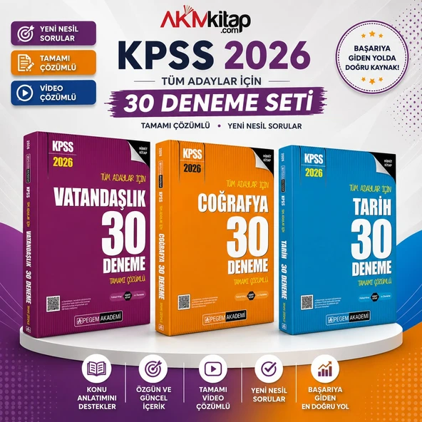 Pegem Yayınları 2026 KPSS Tarih Coğrafya ve Vatandaşlık Deneme Seti 3 Kitap ürün görseli 1