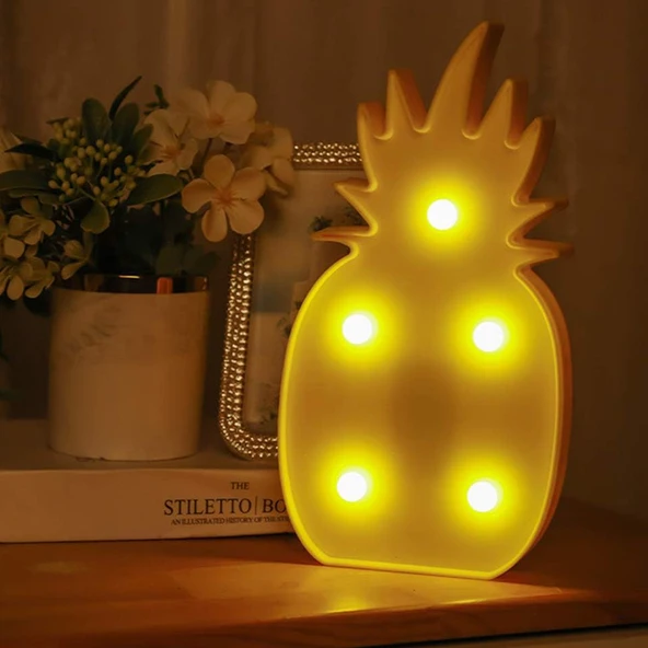 ETT Ananas LED Gece Lambası 14x25cm - Tropikal Temalı Kablosuz Dekor ürün görseli 1