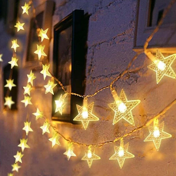 ETT 10m 60 LED Yıldız Dize Lamba Fişli Uzatılabilir Dekoratif Gün Işığı ürün görseli 1