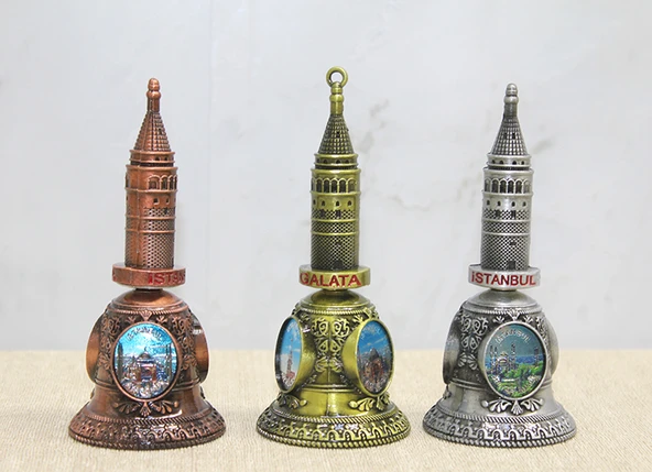 ETT Galata Kulesi Temalı El Çanı - Metal Dekoratif Masa Çanı ürün görseli 1