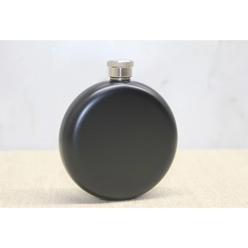ETT Yuvarlak Tekli Matara 5 Oz Siyah - Paslanmaz Çelik Cep İçki Şişesi ürün görseli 1