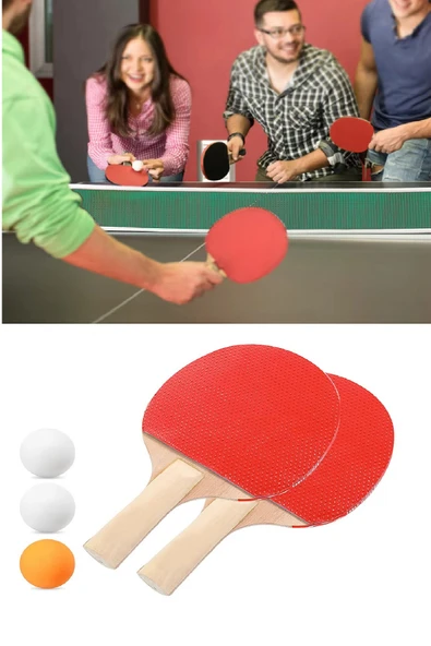 Ping Pong Masa Tenisi Seti - 2 Raket + 3 Top - Eğitici Spor Aksesuarları ürün görseli 1