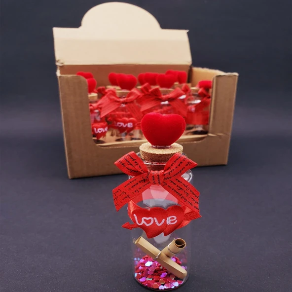 ETT Love Kalpli Dilek Şişesi - Not Kağıtlı Romantik Hediye Şişesi ürün görseli 1