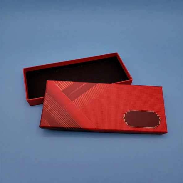 ETT Kırmızı Kalem Kutusu - Mukavva Kişiye Özel Hediye Kutusu 17x7.5 cm ürün görseli 1