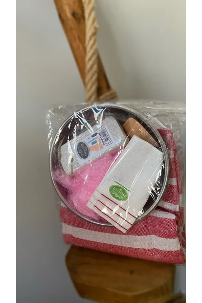 ETT Damat Gelin Hamam Seti 6'lı - Peştemal, Hamam Tası, Kese, Topuk Taşı ürün görseli 1
