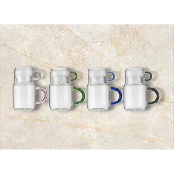 ETT Cam Bardak Sürahi 690 ml - Çok Amaçlı Renkli Kulp Tasarım ürün görseli 1